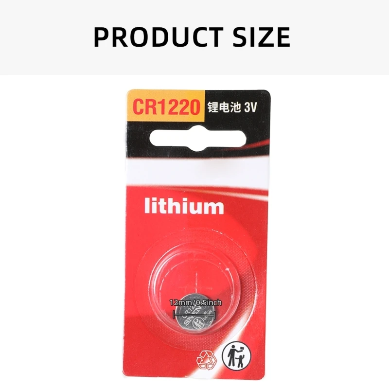 botón litio CR1220 larga duración botón 3 voltios para pequeños gadgets