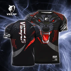 VSZAP Dark Knight Wolf King Boxing, Fighting, Martial Arts, Jiu - Jitsu Tight - fitting T - shirt, Elastic and Quick - Drying