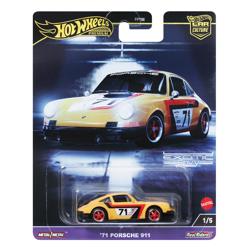 Mattel Hot Wheels Premium Car Culture Exotic Envy Toys Boys 1:64 Diecast \'71 Porsche 911 Vehicle Model Gift