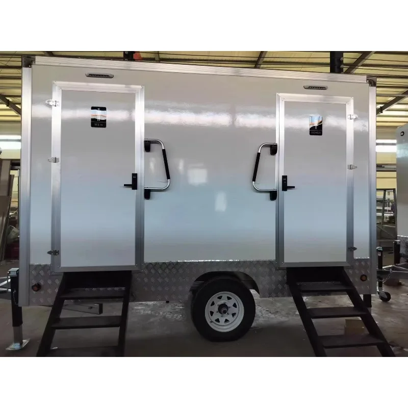 Luxury Mobile Restroom Customizable High Quality Portable Toilet Trailer for Camping Park Made FRP Sandwich Panel Material Wash