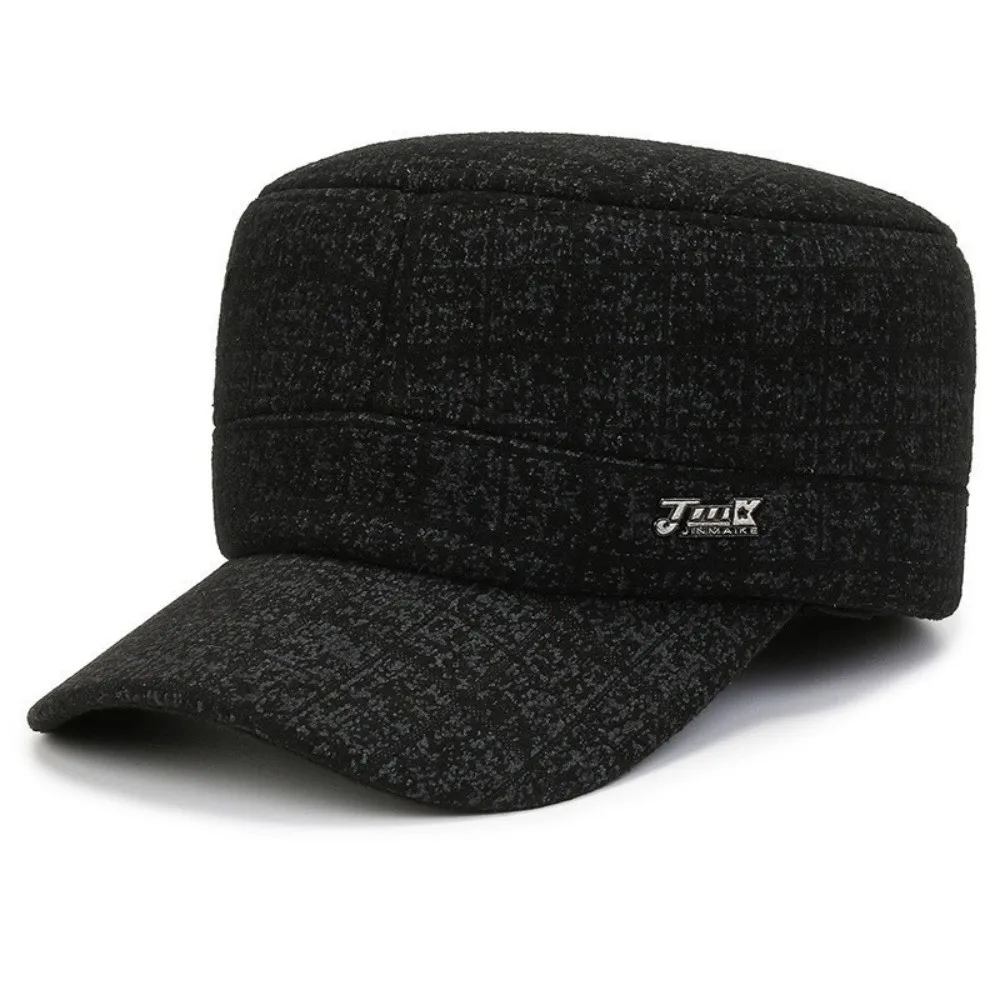 Classic Style Fleece Lined Men Flat Cap Cold Proof Thickened Newsboy Cap Cotton Fabric Ear Protection Gatsby Cap Daily Wear