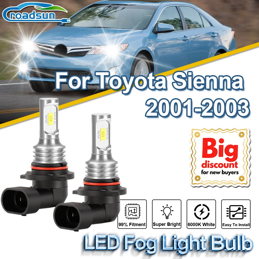 

ROADSUN【For Toyota Sienna 2001-2003】1 Pair Canbus Car Upgrade LED Fog Light Bulb Super Bright Fog Lamp Ampoule Plug And Play