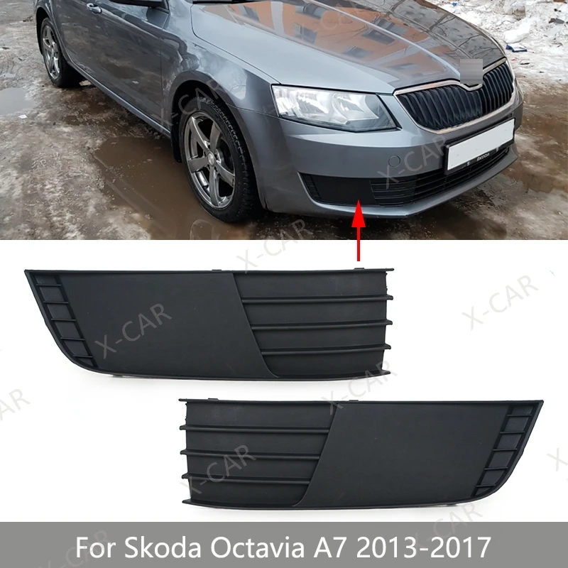Car Front Bumper Fog Lamp Grille Frame Cover Foglight Trim Cap Hood Lid Bezel For Skoda Octavia A7 2013 2014 2015 2016 2017
