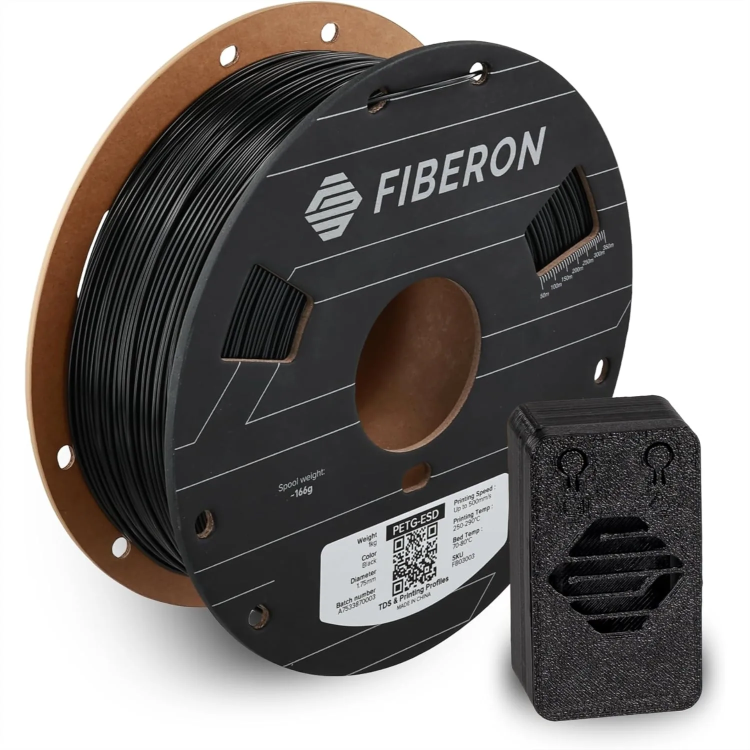 

PETG-ESD Filament 1.75mm Black 1kg for Electronics Industry, Tough 3D Printer Filament with Nano Carbon Tube