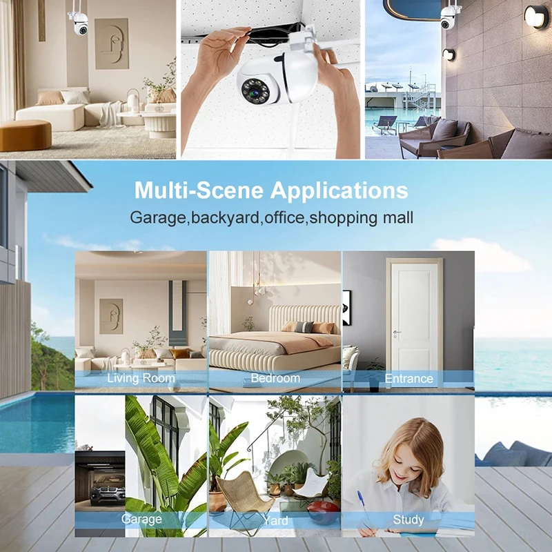 8MP Wifi IP Outdoor Draadloze Beveiliging Surveillance PTZ Camera 4X Zoom Camera's AI Human Tracking Tweeweg Audio HD Nachtkleur Cam