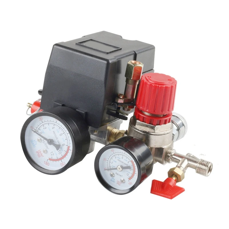 

Air Compressor Switch Oil-Free Mute Air Compressor Switch 90-120PSI 4 Port Safety Valve Air Compressor