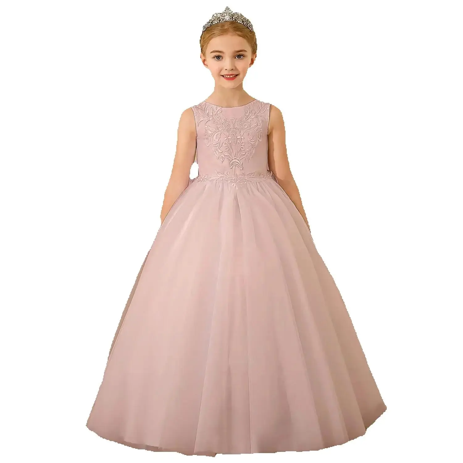 فستان الأميرة منتفخ من التول للأطفال فستان فتاة الزهور لحفلات الزفاف الأولى وحفلات الكرة