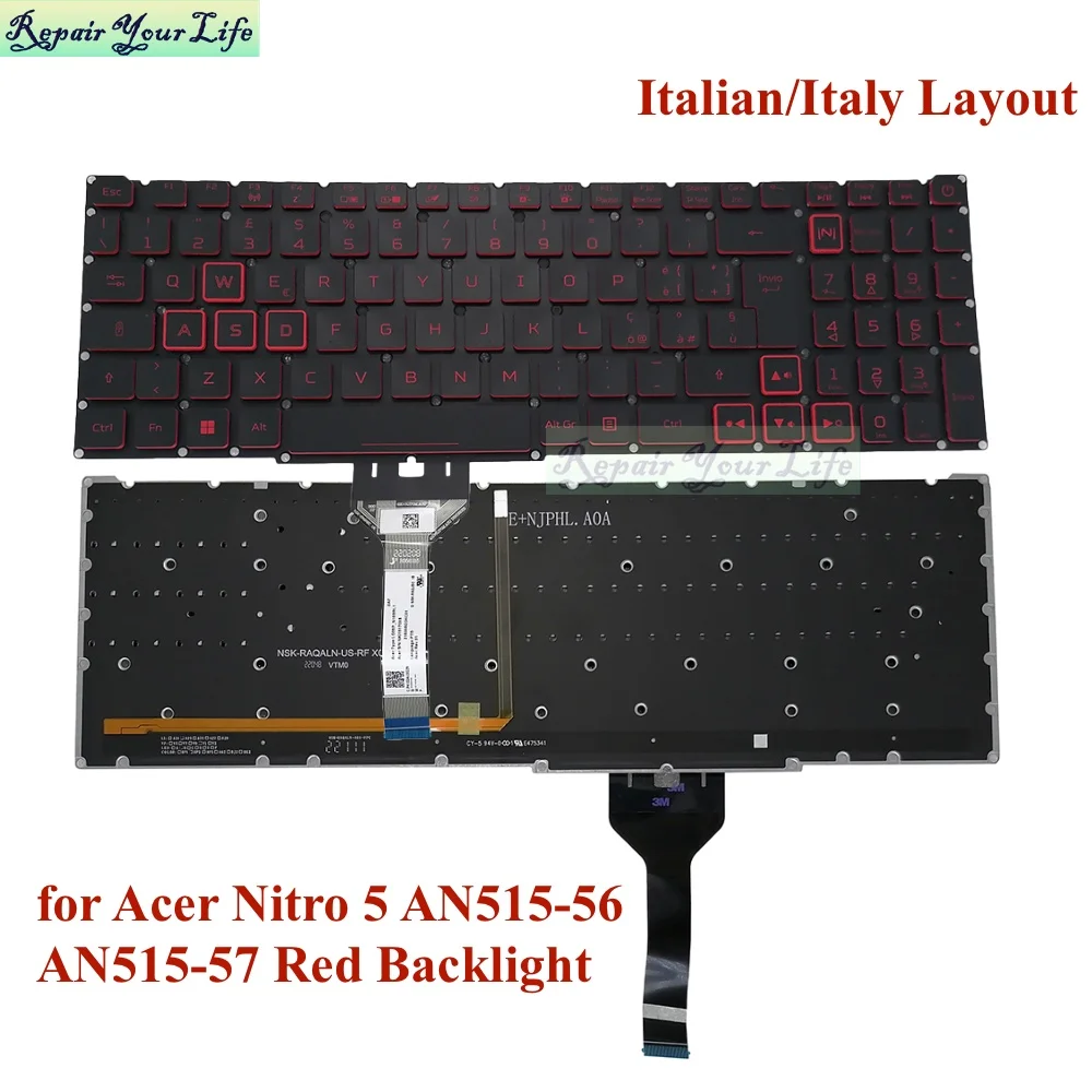 

PT-BR Red Backlit Keyboard for Acer Nitro AN515-56 AN515-57 AN517-52 AN517-53 Brazilian Italian Keyboard Backlight LG05P_N14BRL