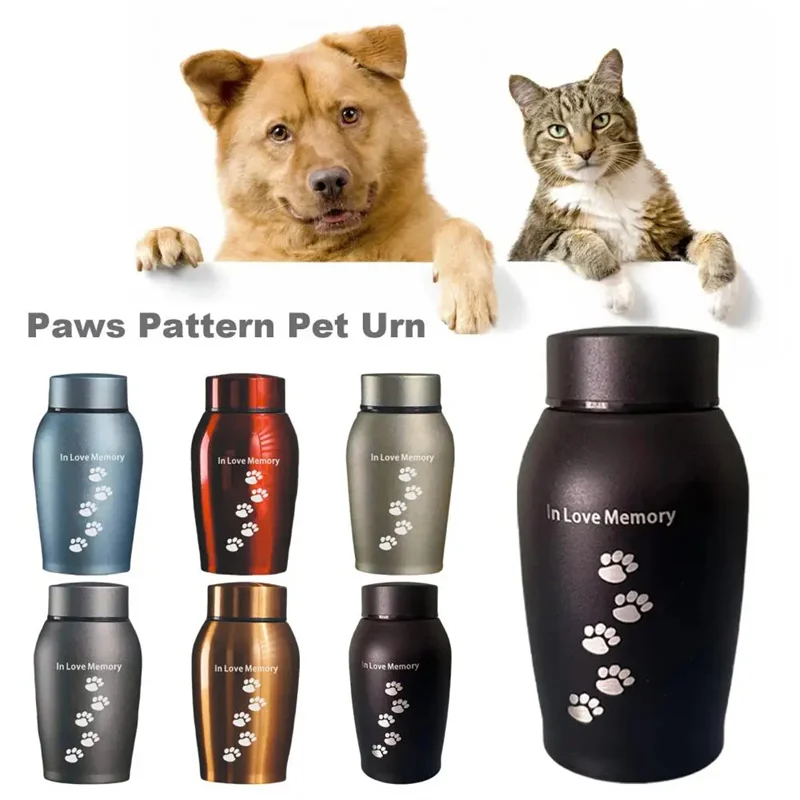 Urne Scellée Multicolore en Acier Inoxydable pour Chien, Chat, Oiseau, Souris, Cendres de Crémation, Pot Souvenir pour Animaux de Compagnie