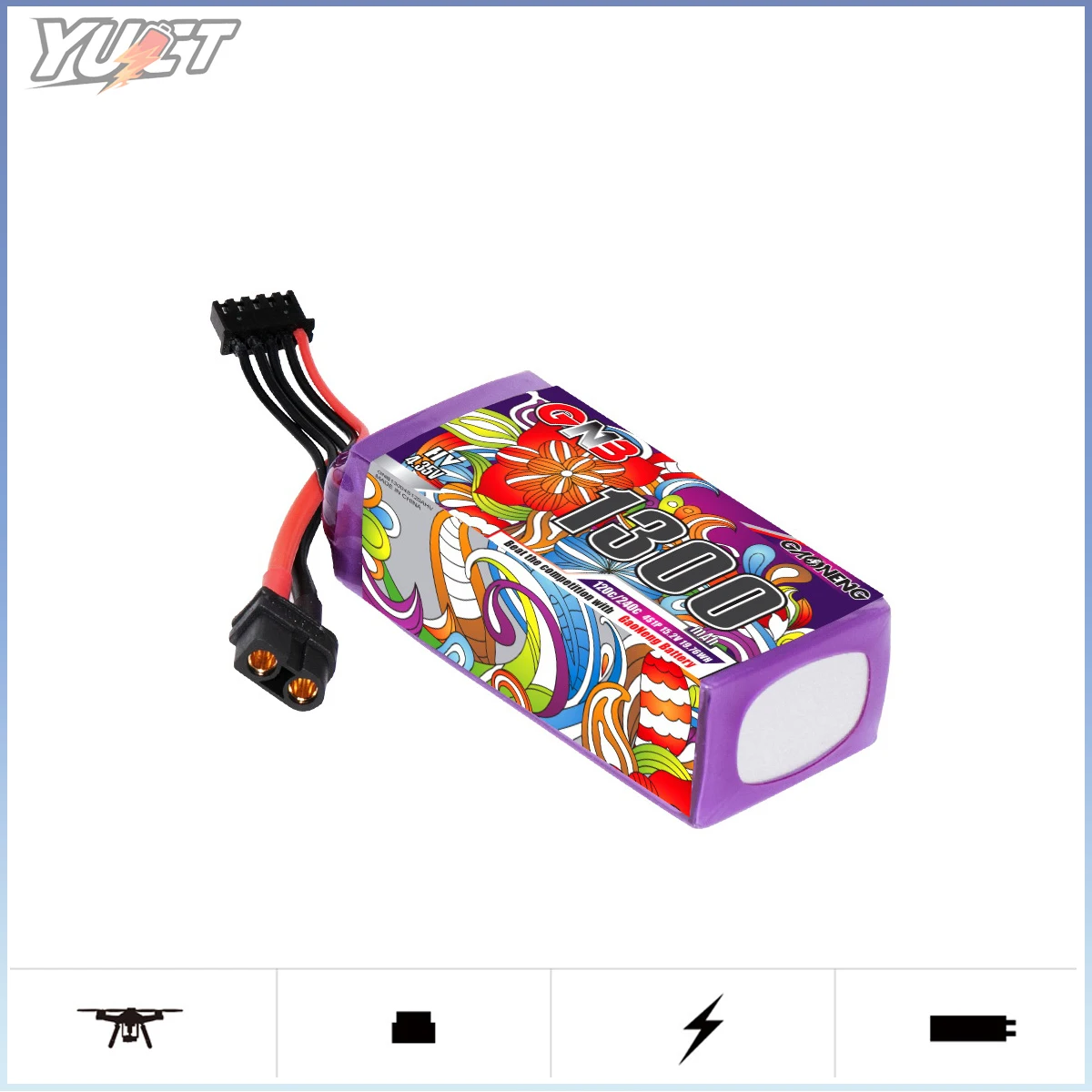 YUCT GNB 4S XT60 LiHV 15.2V 1300mAh 120C/Max240C LiPo แบตเตอรี่สําหรับ RC FPV Drone Quadcopter เครื่องบินเฮลิคอปเตอร์ Racing Part Hobby