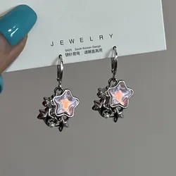 Gothic Cute Dream Fairy Moonlight Stone Star Pendant Earrings For Egirl Y2K 2000s Harajuku Goth Vintage Jewelry Accessories