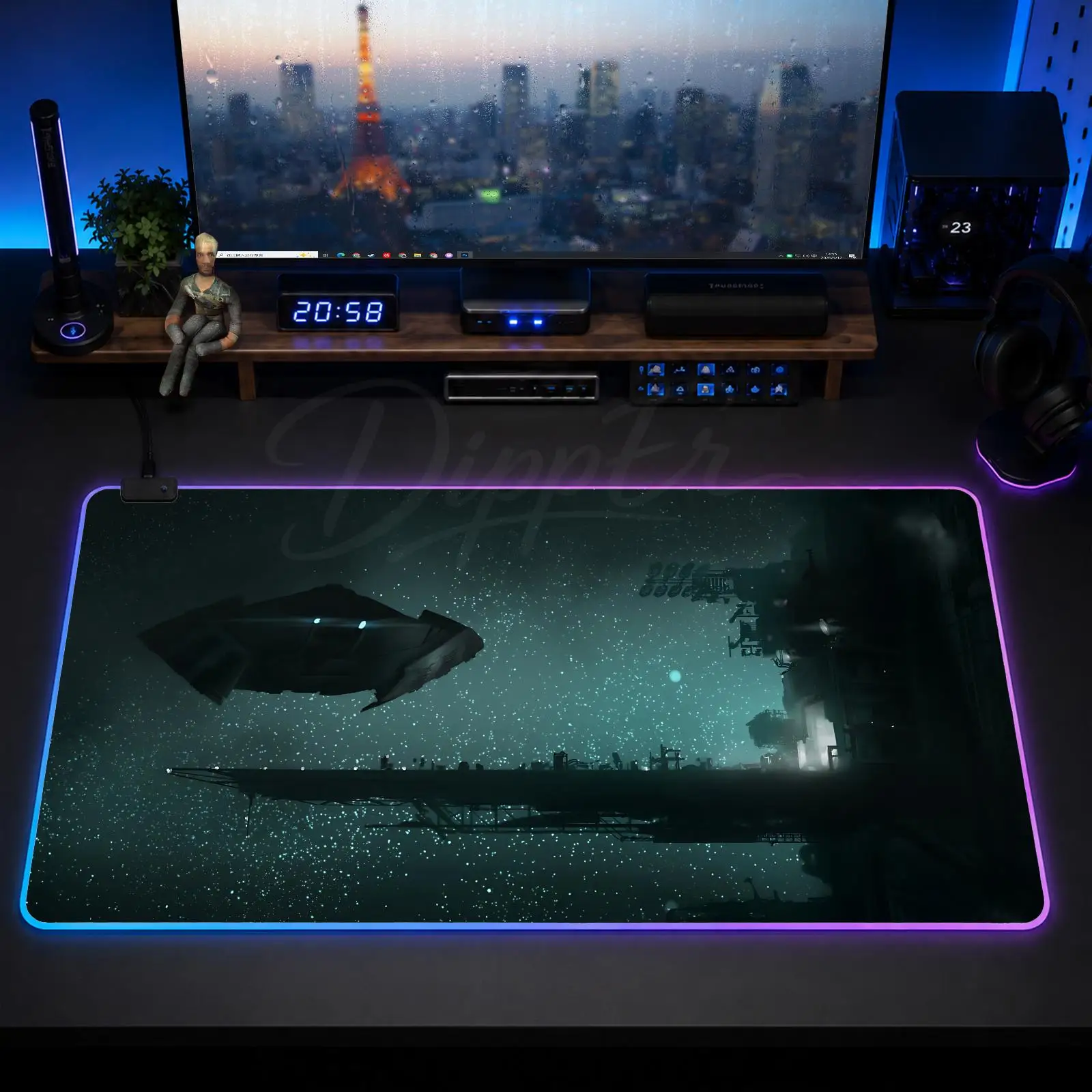 Elite Dangerous Mouse Pad Gaming Anime Mouse Pad XXL RGB Desk Mats LED Table Pads Backlit Rubber Desktop