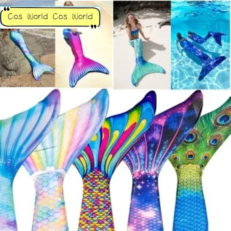 New Kids Adult Swimming Mermaid tail Girl Mom Cosplay Mermaid Costume Children Party Gift Fantasy Swimsuit With Monofin Fin