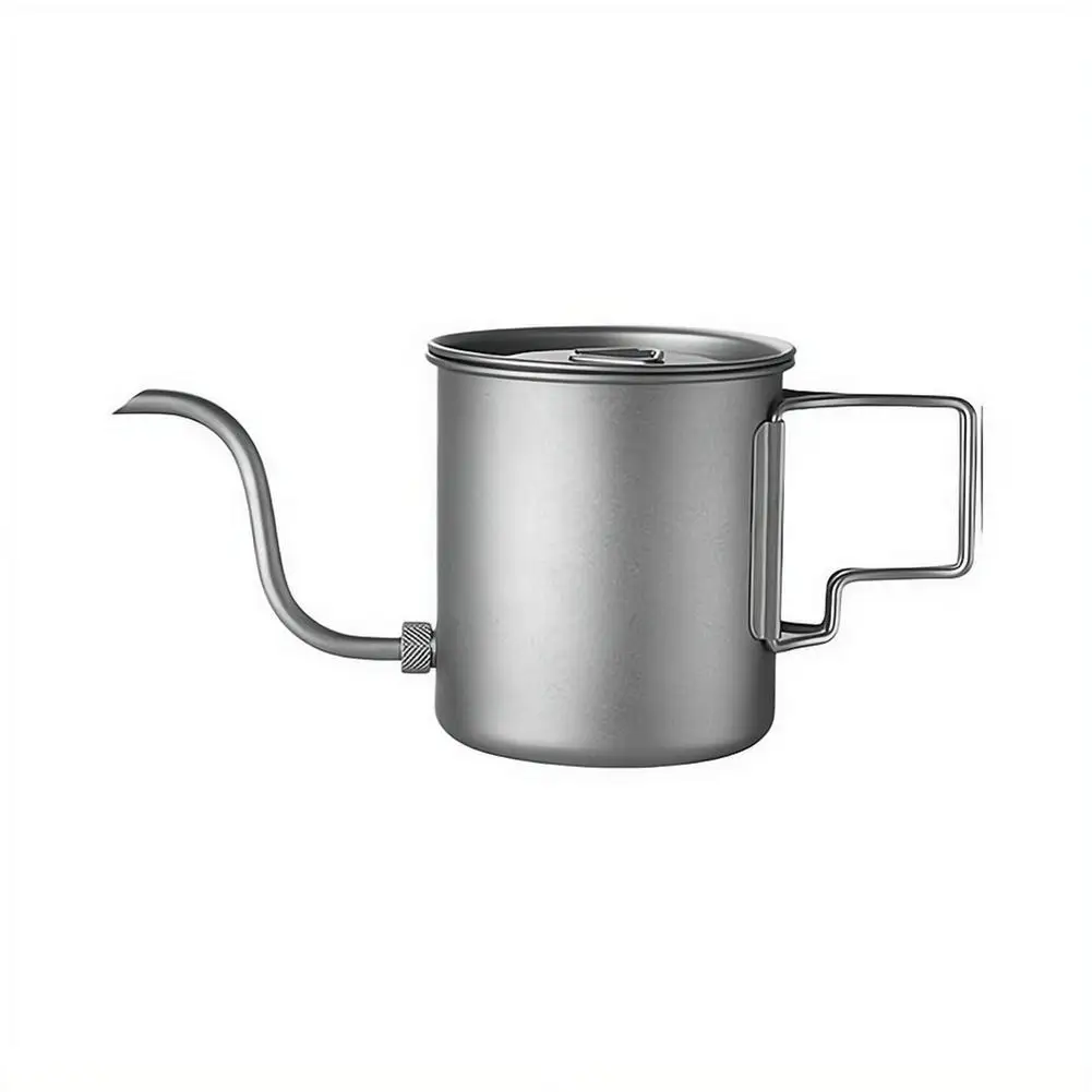 420ml Lightweight Titanium Coffee Pot With Lid Gooseneck Spout Foldable Handle Camping Mug For Outdoor Travel Camping - view 6