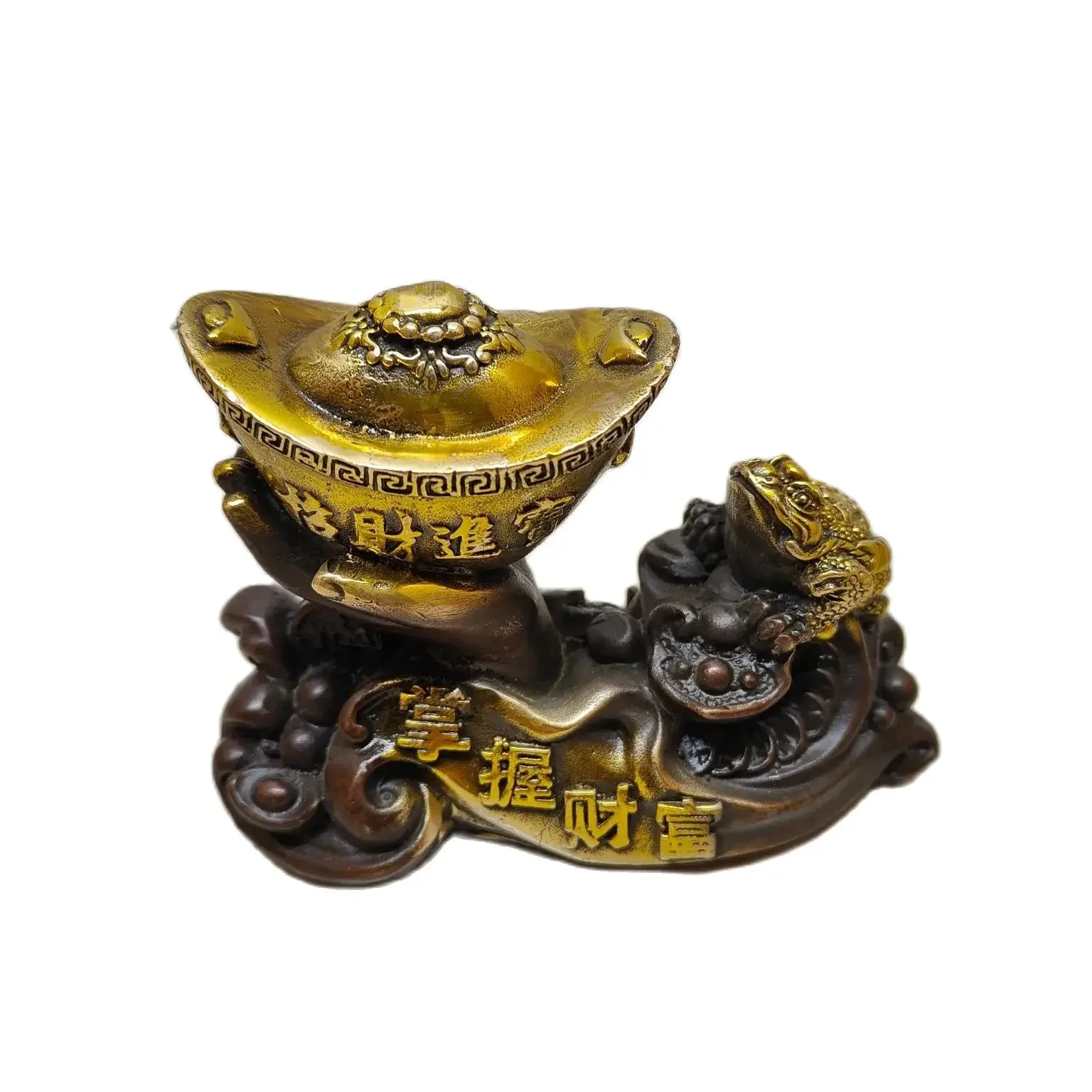 Wholesale Master Wealth Golden Toad Decoration Brass Purple Copper Gilded Gold Attracting Wealth Feng Shui Ornament Crafts