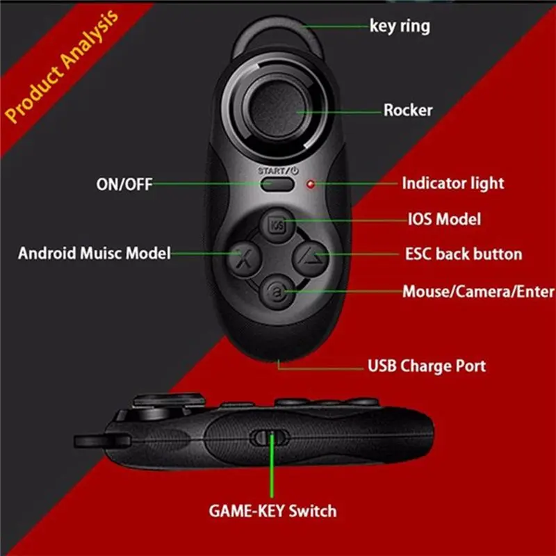 Wireless Bluetooth-Compatible Joystick Remote Control For 8 IOS Android VR PC Phone TV Box Tablet
