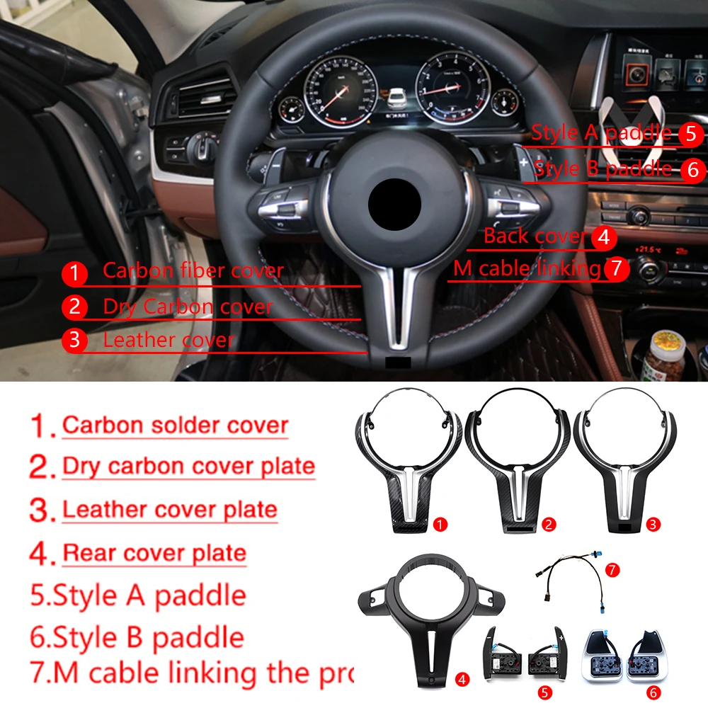 Car Steering Wheel Cover Kit Upgrade For Bmw F30 F10 F20 F48 F25 F32 Remote Cruise Control Speed Button Switch Shift Gear Paddle