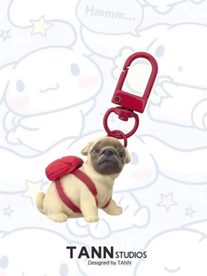 Creative Cute Teddy French Bulldog Pet Dog Keychains For Kind Hearted Women Trendy Bag Car Animal Pendants Accessories Jewelry