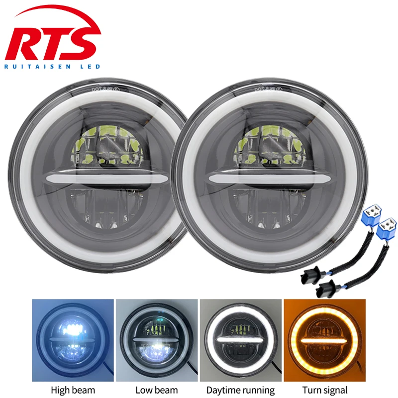 

RTS 7 Inch LED Headlight Round for Jeep Wrangler JK TJ For Hummer H1 H2 12V 24V For Suzuki Samurai Lada Niva Offroad 4x4 Urban