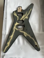 Factory Stock Electric Guitar Body, Floyd Rose Style, Gloss Finished lightning pattern, Special Shape, Stock Defective