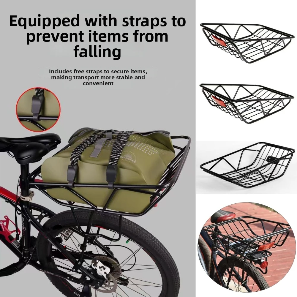 Easy To Install Student Riding Storage Basket Universal Thick Iron Wire Mountain Bike Rear Storage Baskets Carbon Steel Durable