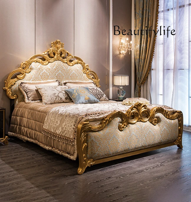 European bed double bed bedroom high-end luxury solid wood home small apartment designer style high-end fashion