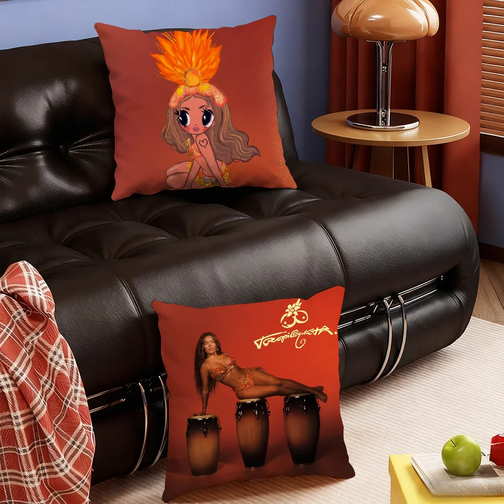 Funda de Almohada Tropicoqueta de la Cantante Karol G, Decoración para Respaldo de Sofá, Sala de Estar o Dormitorio, Cojín Cuadrado para Siesta