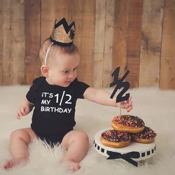 One half birthday bodysuit Half brithday shirt 1/2 Half Birthday Boy half birthday outfits Baby Gift Romper baby clothes