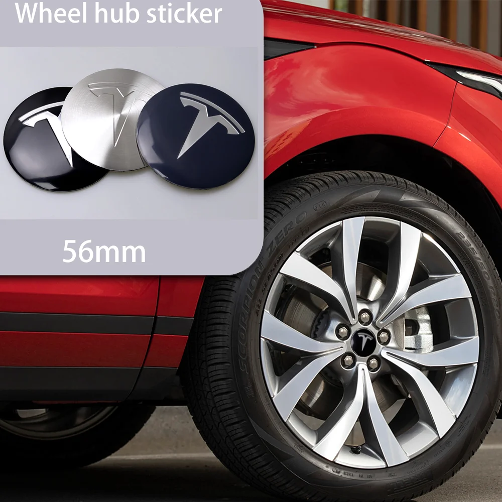 4pcs/set 56mm Tesla Car Wheel Center Hub Caps Logo Stickers Auto Decoration Accessories For Tesla Model 3 Y S X Personalized