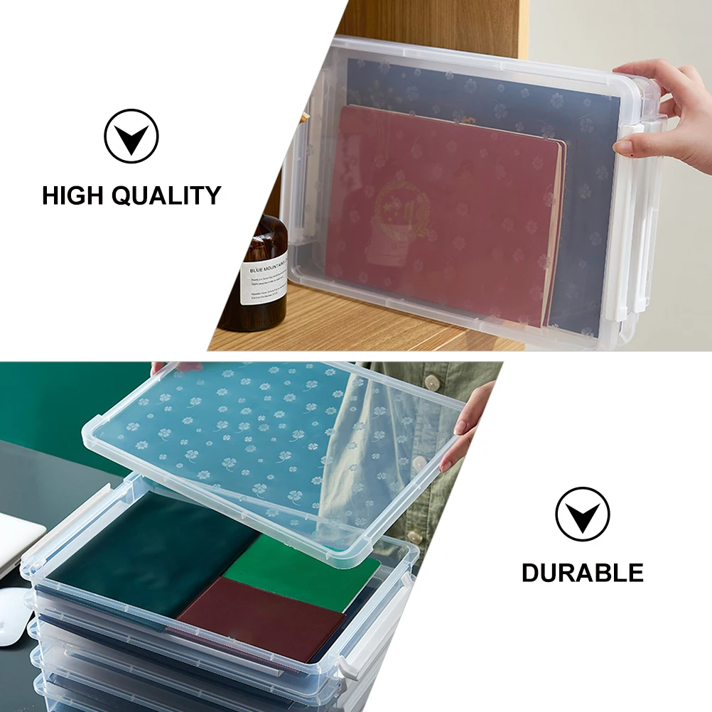 

Transparent Storage Box for Office Desk Document Holder Organizer File Box Paper Clear Case Travel Lightweight Portable