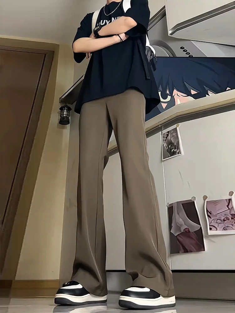 

Cleanfit American High Street Men's Bla Casual Pants Drapey Slimming Straight Leg Micro Flared Trousers Faionable Youth S...