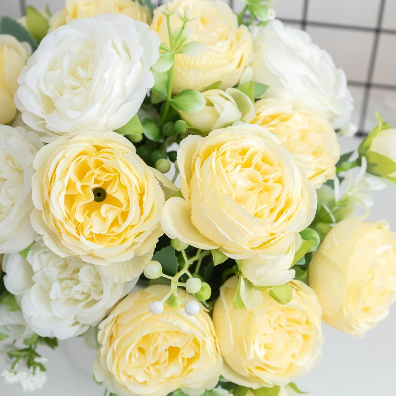 30cm Silk Peony Artificial Flower Bouquet Spring For White Home DIY Decoration Christmas Garden Wedding Office Party Fake Flower