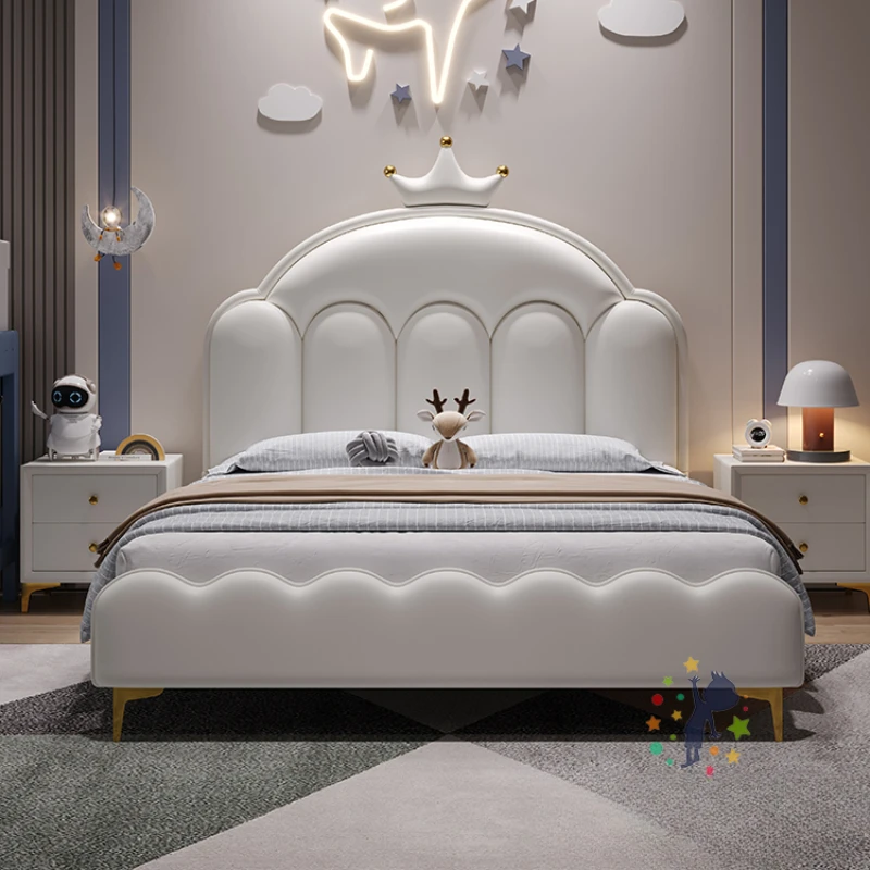 Blue Modern Children Beds American Cute Light Luxury Children Beds Queen Size Cama Bedroom Set Furniture