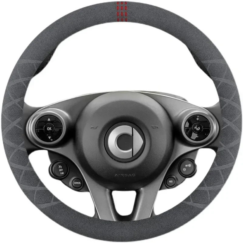 Suede Cover for All Seasons Auto Steering Wheel Cover Ultra-thin Non-slip D-shaped Round Breathable Car Steering Wheel Protector