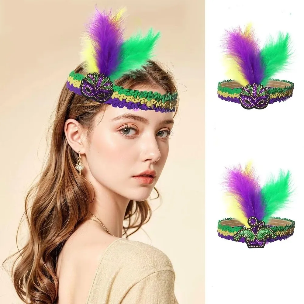 Colorful Feather Headpiece Stage Performance Brazilian Carnival Feather Headband Decorative Hair Accessories Carnival Events