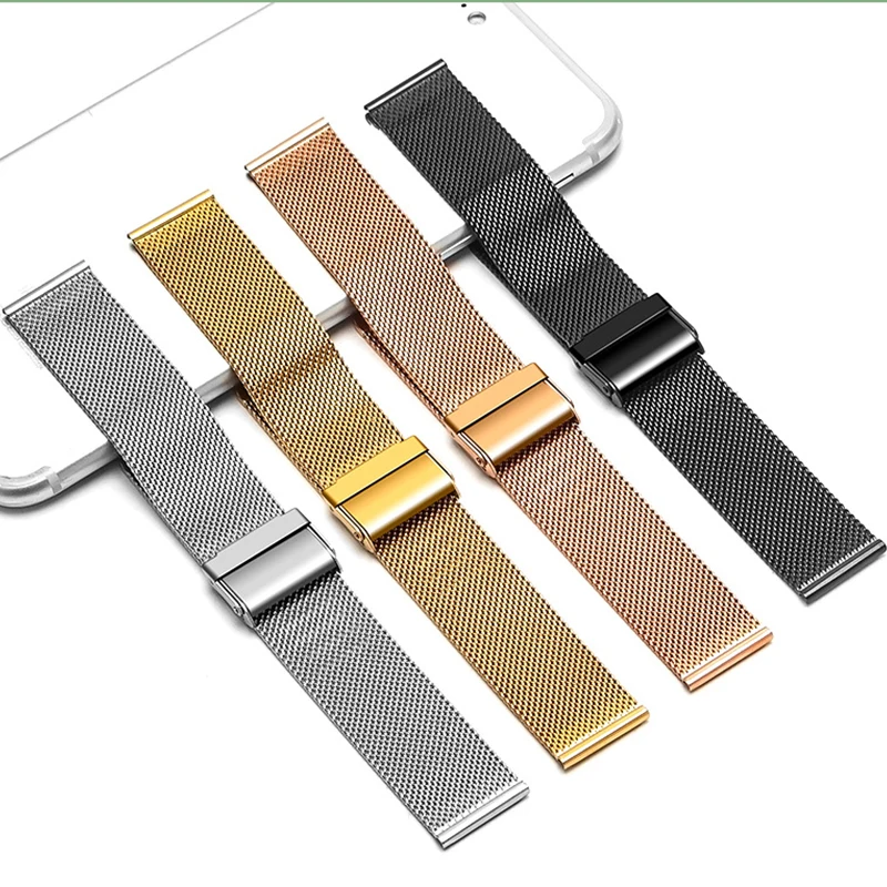 8/10/12/13/14/15/16/17/18/19/20/21/22/24mm Straps for Seiko 0.6mm Mesh Milanese Watch Band for DW Stainless Steel Wrist Bracelet