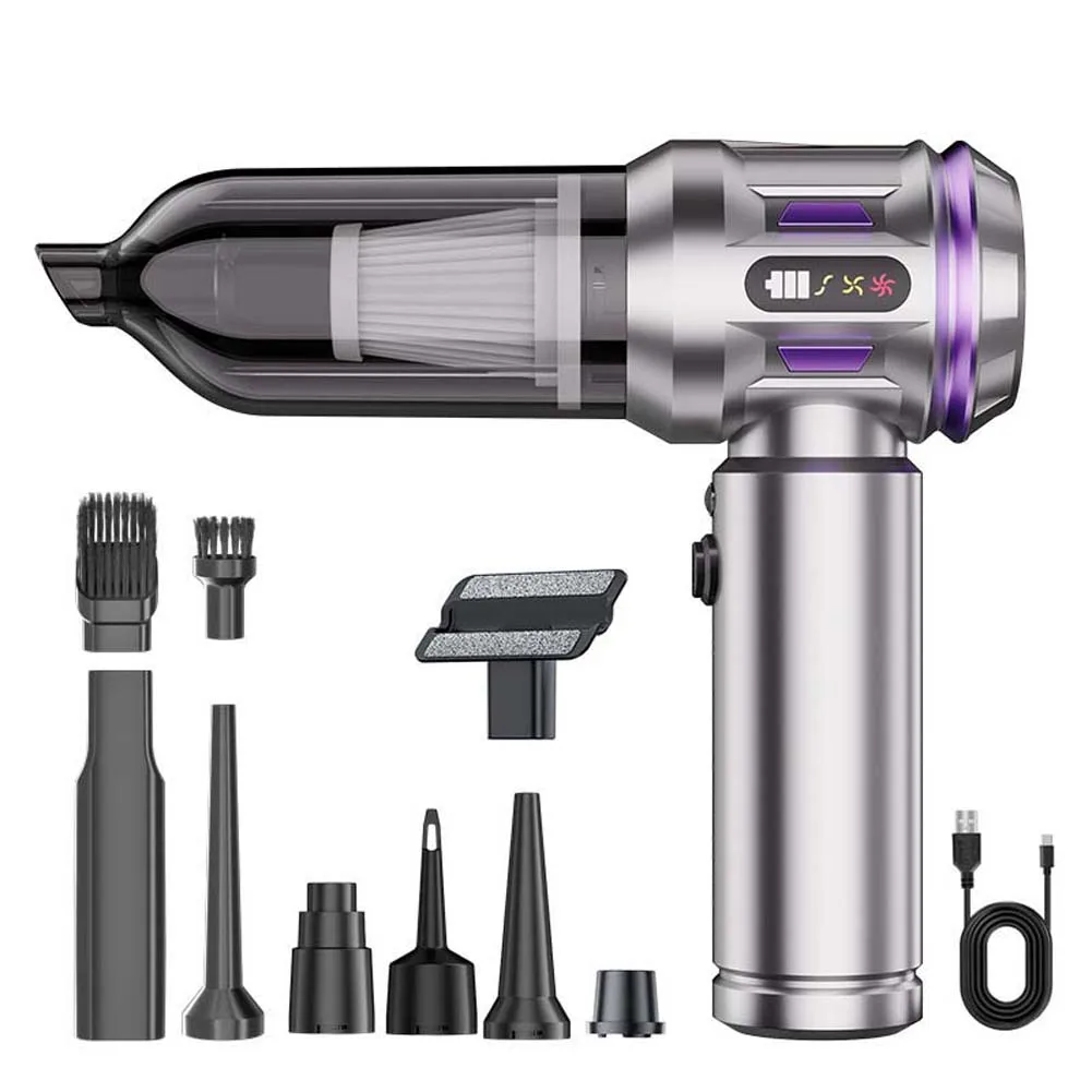 Wireless Car Vacuum Cleaner Brushless Motor 19000Pa Suction Blower 3 Speeds USB C Rechargeable For Home Auto Cleaning Tool