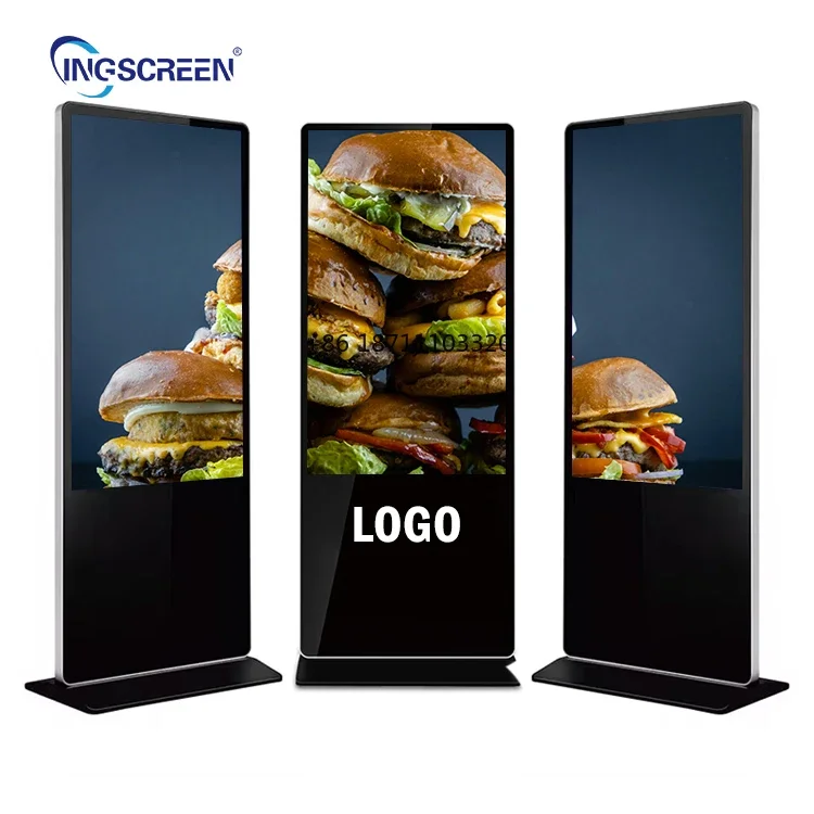 INGSCREEN Smart Kiosk Vertical LCD Advertising Display Interactive Panel Digital Signage Totem with Floor Standing Touch Screen