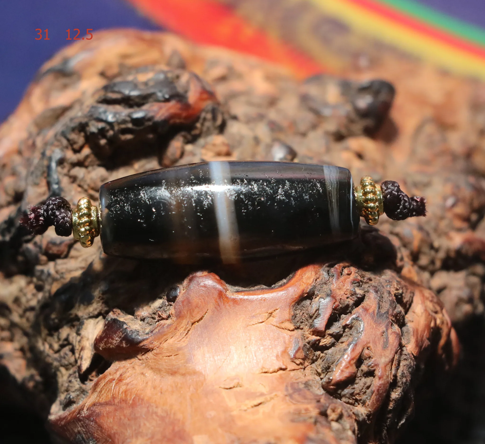 

AL Ultra Energy Tibetan Old Agate Full Natural Silkworm Lines Big Rich dZi Bead Pendant Amulet Big Treasure Timestown