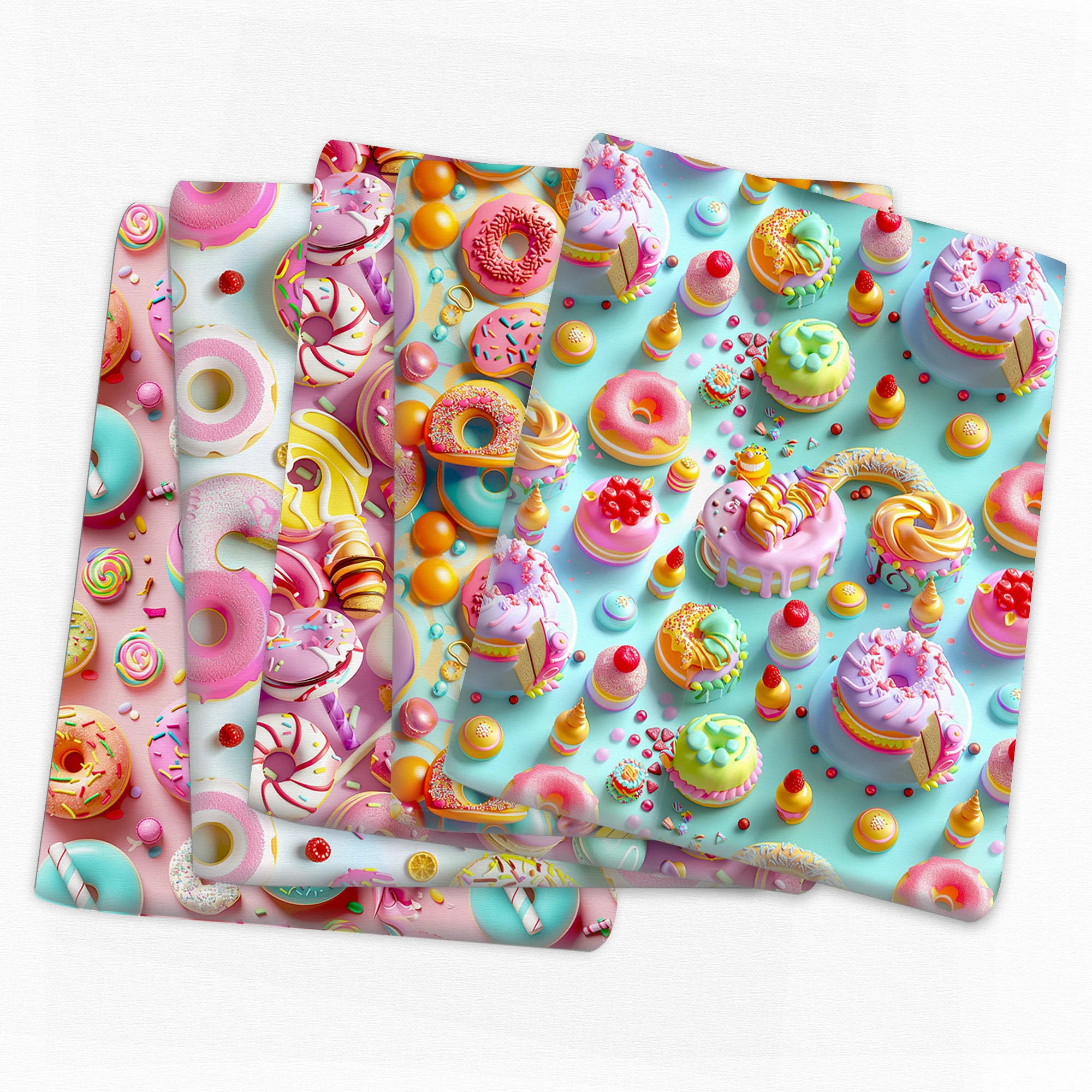 50*145cm Patchwork 3D Donuts Polyester Cotton Fabric For Tissue Sewing Quilting Fabrics Needlework Material DIY Handmade