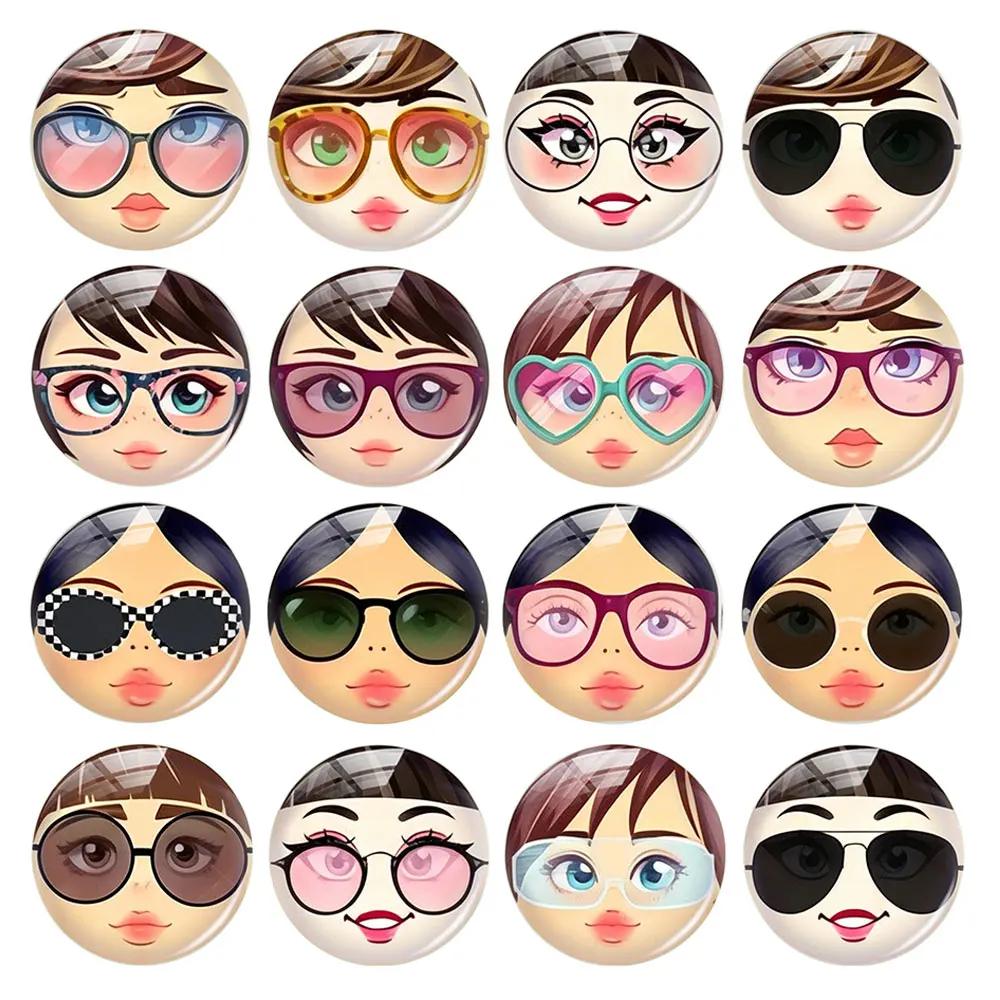 Round матрёшка Matryoshka Doll Face Russian Female Sunglasses Photo Glass Cabochon Flatback Demo Cameo For Diy Jewelry Making