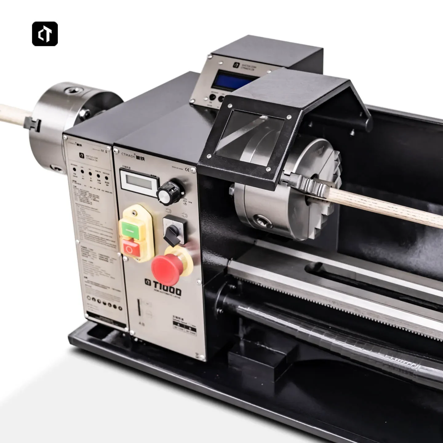 Horizontal Double Chuck Metal Lathe 220V for Cue Repair and Woodworking Maintenance
