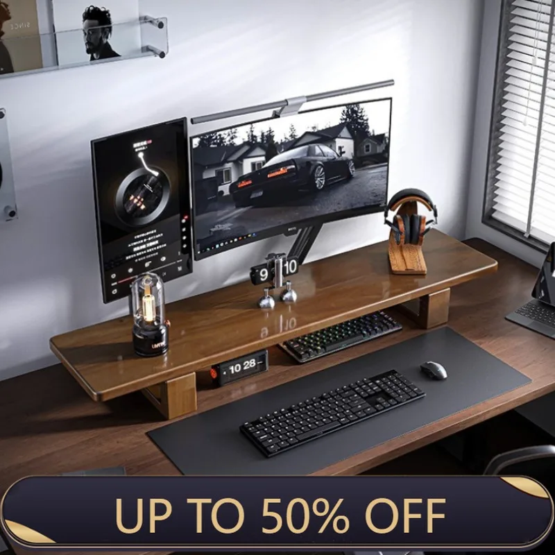 Wooden Screen Heighten Shelf Large Monitor Height Increase Stand Desktop Computer Height Increased Rack Desk Organizer Shelves