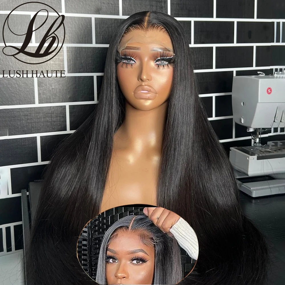 4x4 Straight Lace Closure Wigs Easy To Wear Glueless Wigs Synthetic No Glue Pre Plucked Pre Cut HD Lace Frontal Wigs For Women