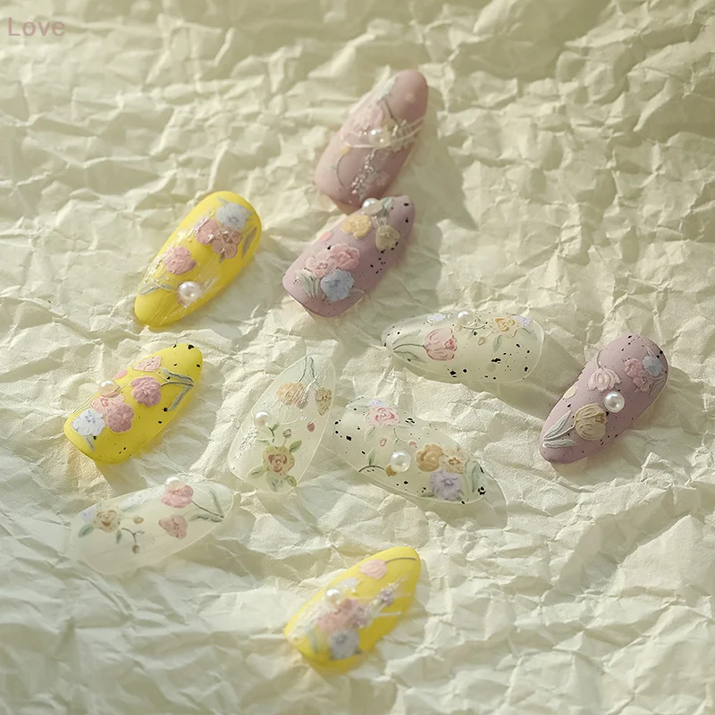 [L & P] 5D عيد الميلاد رومانسية زهور التوليب تنقش مسمار الفن ملصقات الزنبق مائي لتقوم بها بنفسك النقوش الزنبق مانيكير المتزلجون