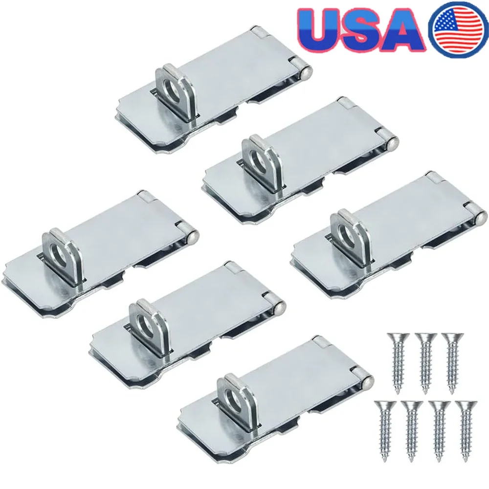 

6 Pack Padlock Hasp Latch Extra Thick Door Lock Security Latch Clasp Hasp Gates Sheds Cabinets Drawers Storage Trunks