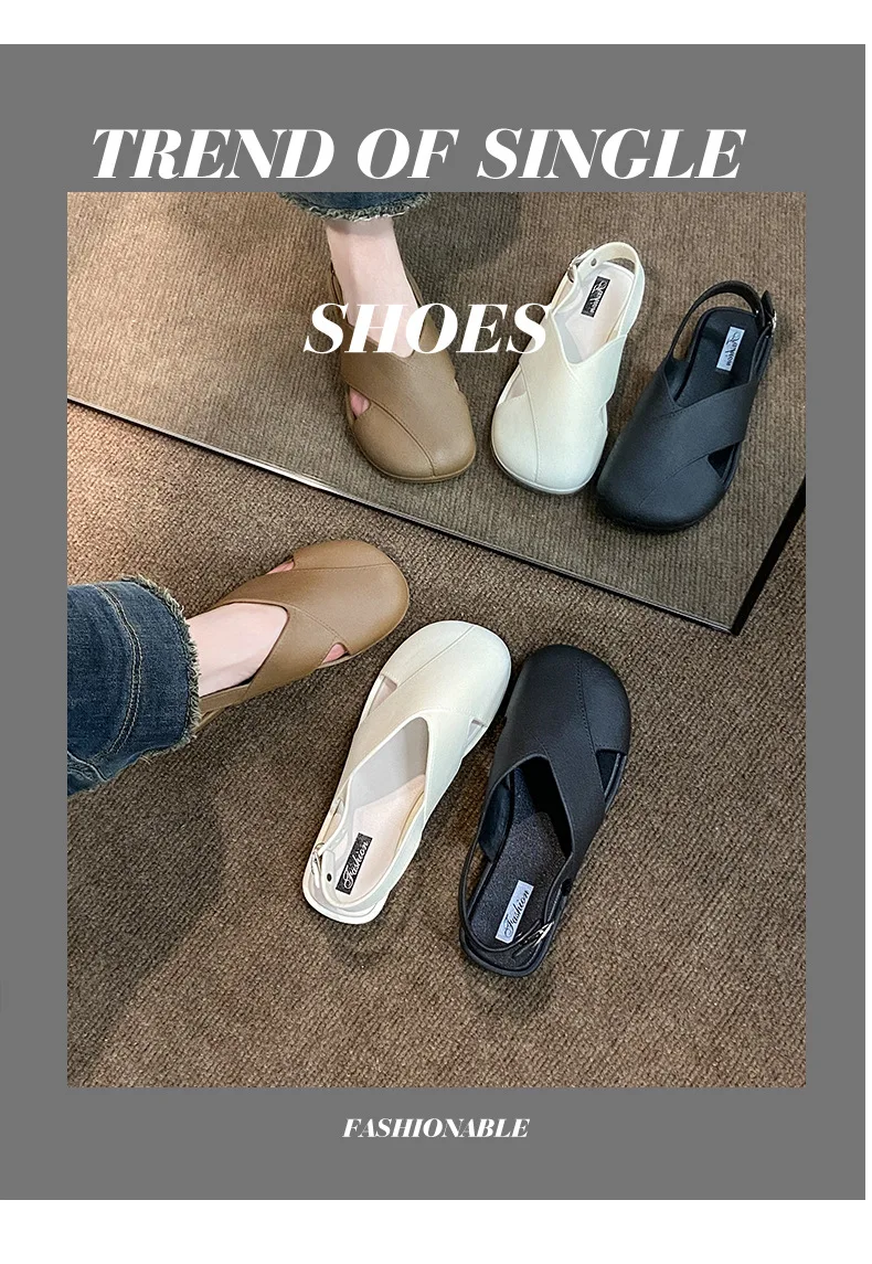 2026 Neue Damen Römersandalen mit geschlossener Zehenpartie im französischen Feen-Stil für den Sommer – Outdoor Damen Römerslides – Detail 8