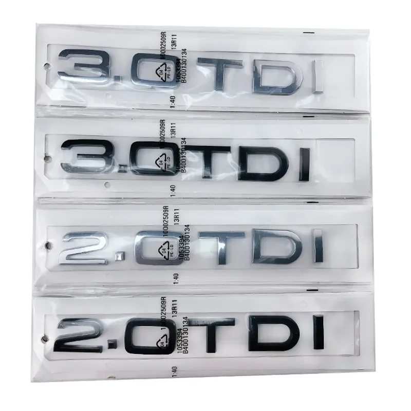 Chrome Black ABS Letters 2.0 TDI 3.0 TDI Rear Boot Trunk Logo Badge Emblem Sticker Decal for A3 A4 A5 A6 Q3 Q5 Q7 S7