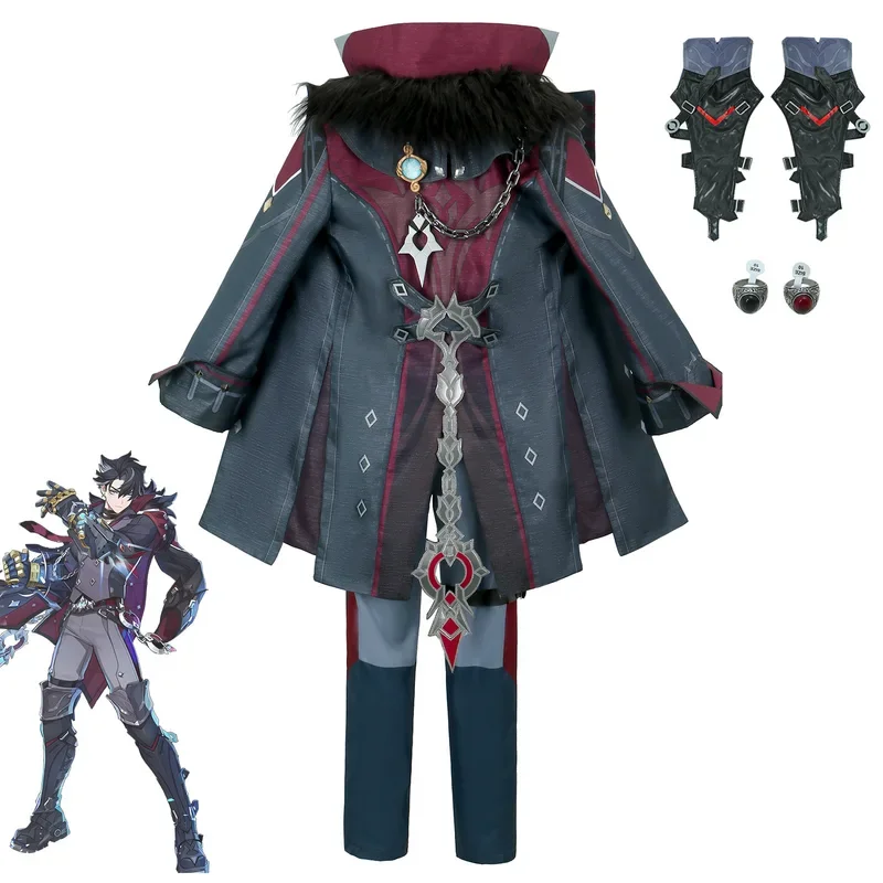 ZA01 【Wetrose】متوفر في المخزون أزياء Wriothesley التأثيرية Genshin Impact Fontaine Meropide Rizli مجموعة كاملة من شعر مستعار للهالوين وعيد الميلاد ChristZa0@