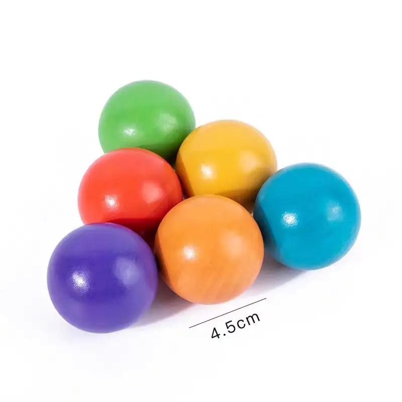 1-10Pcs 4.5cm Wooden Ball Colored Solid Wood Ball Solid Wooden Ball DIY Handmade Material Young Children Color Recognition Ball
